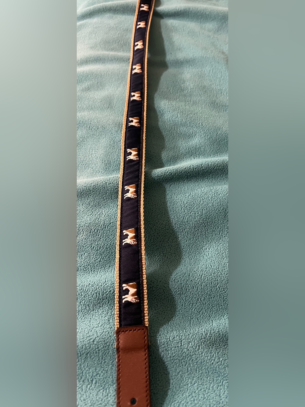 Authentic JANIE & JACK Navy & Cream Canvas boy’s Belt with adorable Dog design - Picture 3 of 6